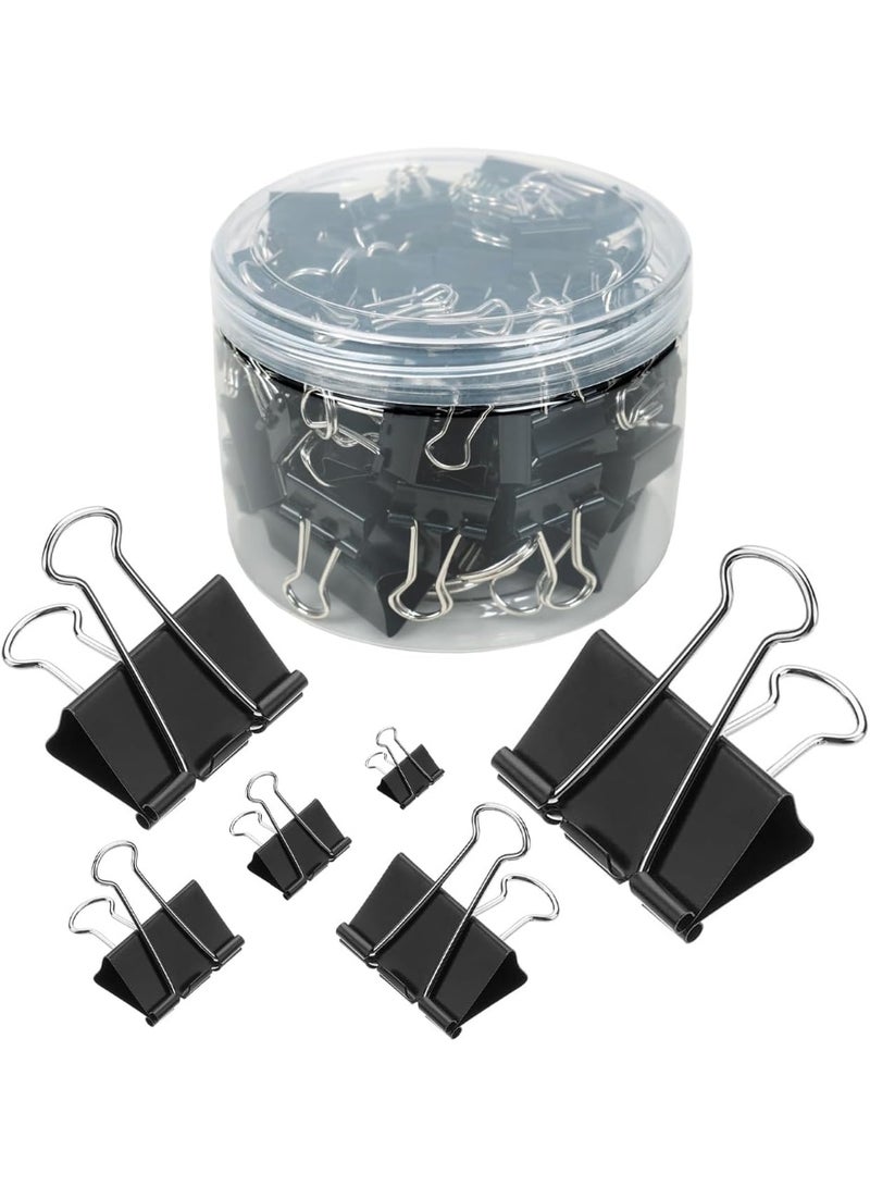 Bukela 110 PCS Binder Clips, Assorted Sizes, (51mm,42mm,32mm,25mm,19mm,15mm), Binder Clips Paper Clamps for Office, Home, School, Document Organizing - Image 1